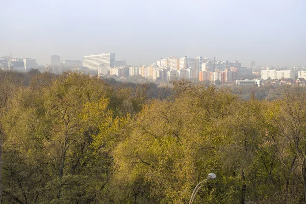 Panorama de la ciudad, árboles de otoño — Foto de Stock