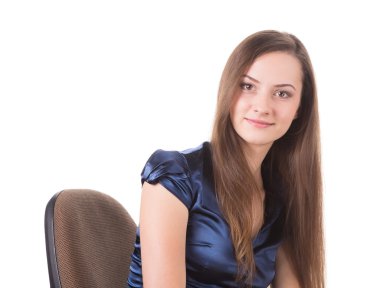 Ve genç gülümseyen kadın portresi.