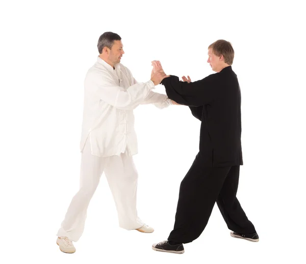 Two karate fighters. Training fight. — Stock Photo, Image