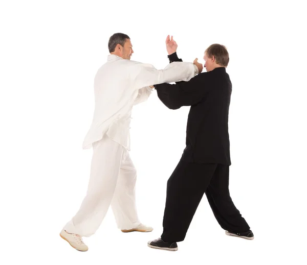 Dos luchadores de karate. Lucha contra formación . — Foto de Stock