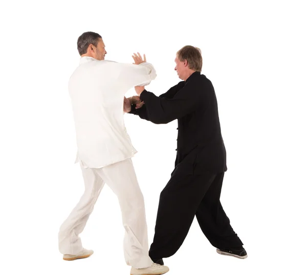 Two karate fighters. Training fight. — Stock Photo, Image