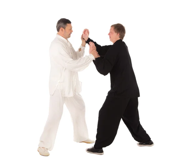 Dos luchadores de karate. Lucha contra formación . — Foto de Stock