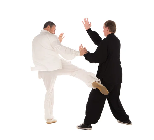 Two karate fighters. Training fight. — Stock Photo, Image