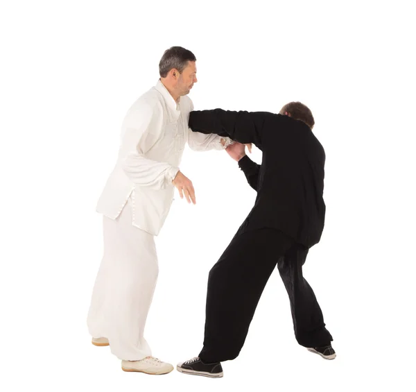 Two karate fighters. Training fight. — Stock Photo, Image