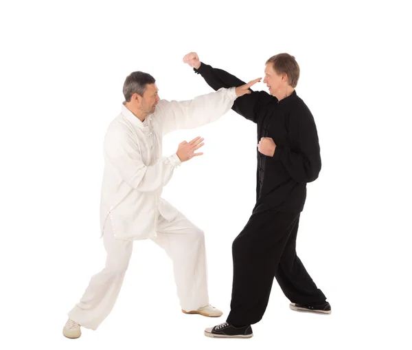 Dos luchadores de karate. Lucha contra formación . — Foto de Stock