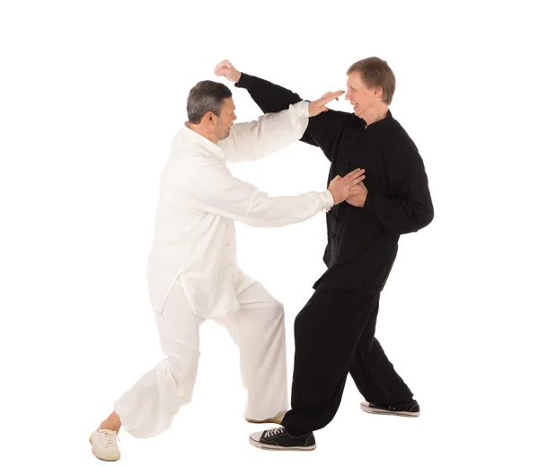 Dva bojovníci karate. Školení boj. — Stock fotografie