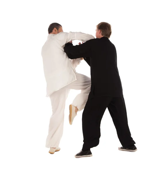 Two karate fighters. Training fight. — Stock Photo, Image