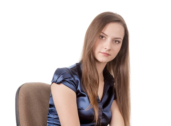 Teen girl sitting  on chair — Stock Photo, Image