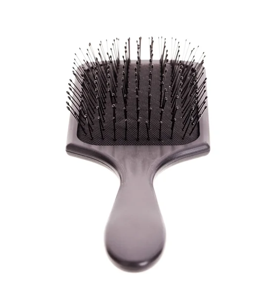 Escova de cabelo preta isolada — Fotografia de Stock