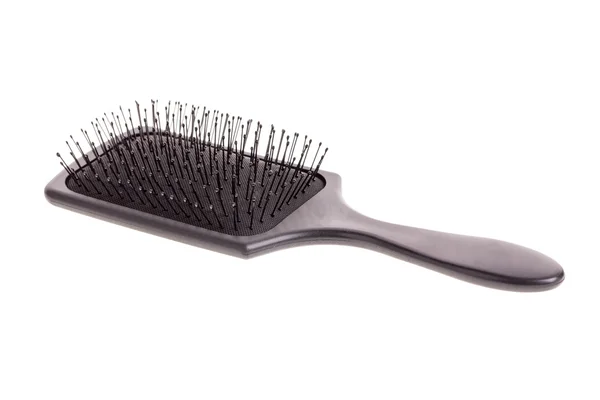 Zwarte haarborstel geïsoleerd — Stockfoto