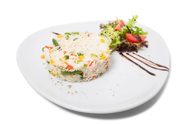 Long white rice with vegetables — Stock Photo, Image