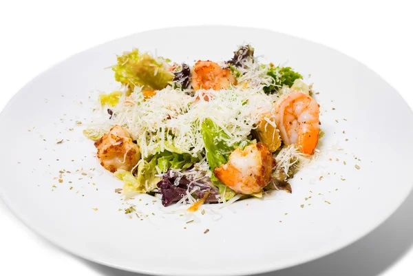 Warm salad with grilled shrimps — Stock Photo, Image