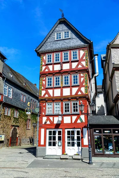 Herborn Germany April 2019 Ημιξύλινα Σπίτια Στην Αγορά Marktplatz Στο — Φωτογραφία Αρχείου