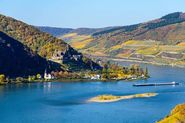 Castle Burg Reichenstein Upper Middle Rhine River Valley Mittelrhein Colorful — Stock Photo, Image