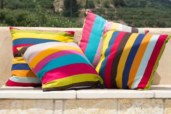 Four colorful striped pillows — Stock Photo, Image