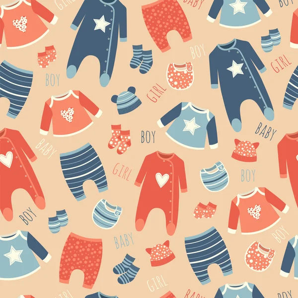 Naadloze patroon met kleding voor baby 's Rechtenvrije Stockillustraties