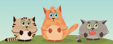 Üç komik karikatür kedi