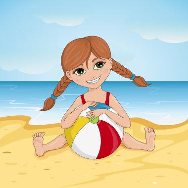 Kumsalda küçük bir kız