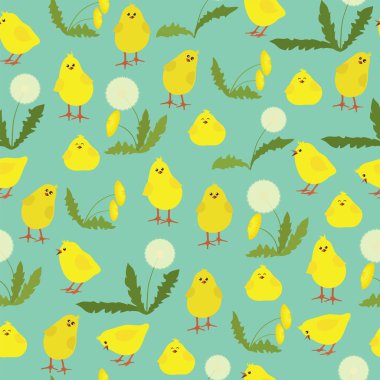 Küçük civciv ve karahindiba ile Seamless Modeli