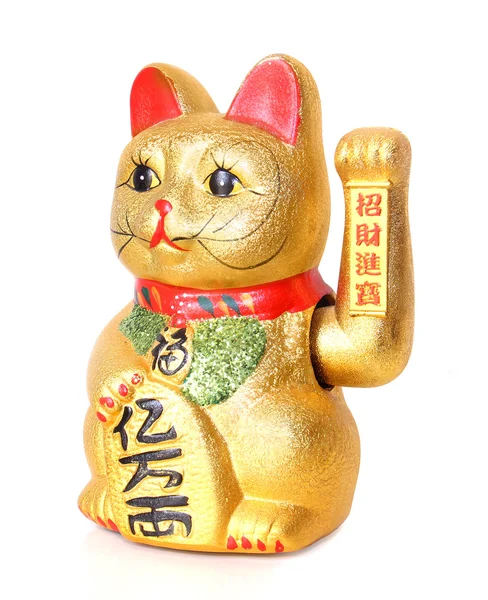 Lucky Chinese Cat isolated over white background — Stock Photo, Image