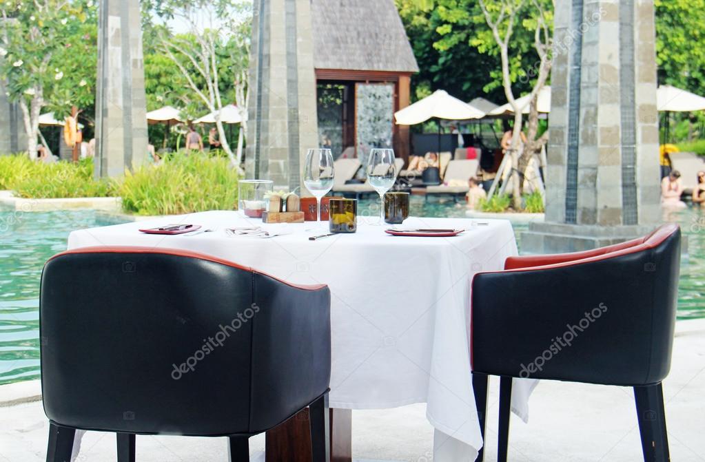 poolside dining table