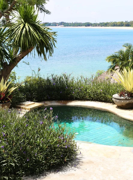 Belle piscine dans le jardin — Photo