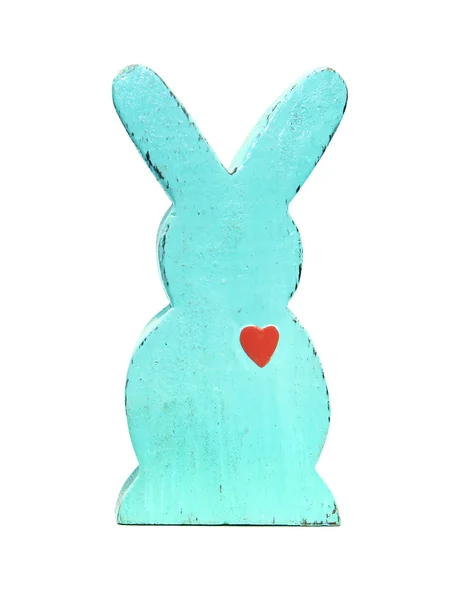 Blue wooden rabbit isolated on white — Stock Photo, Image