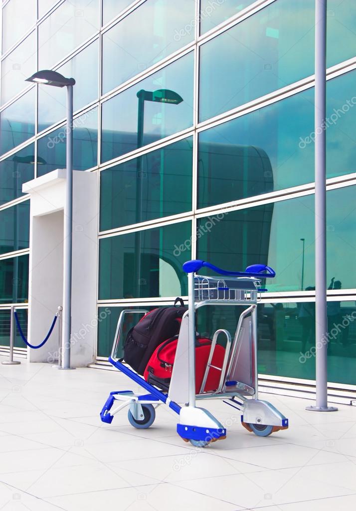 Lonely trolley at the airport