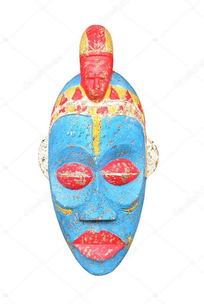 Wooden carved  ritual  statue face.