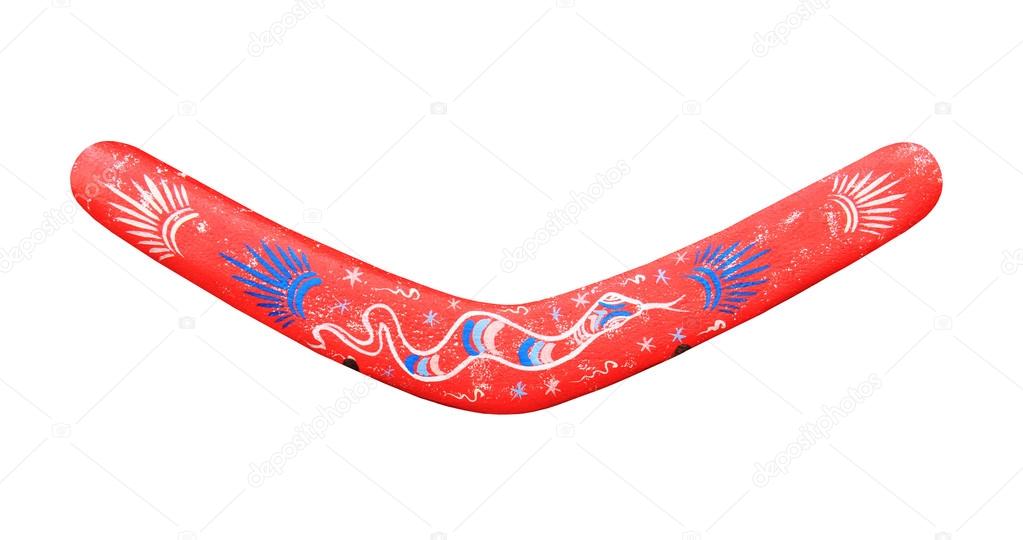 Wooden boomerang on a white background