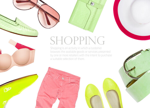 Collection of summer clothes isolated on white background