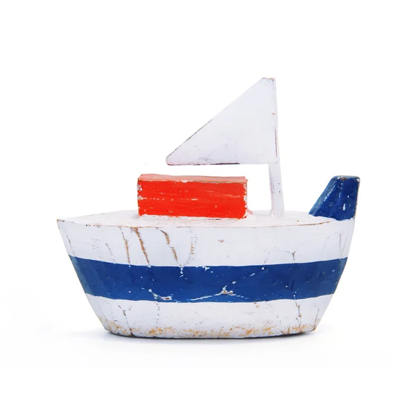 Barco de madeira isolado fundo branco , — Fotografia de Stock