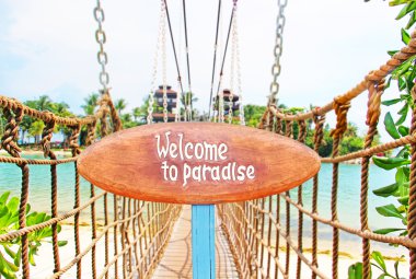 Signboard on the tropical island clipart