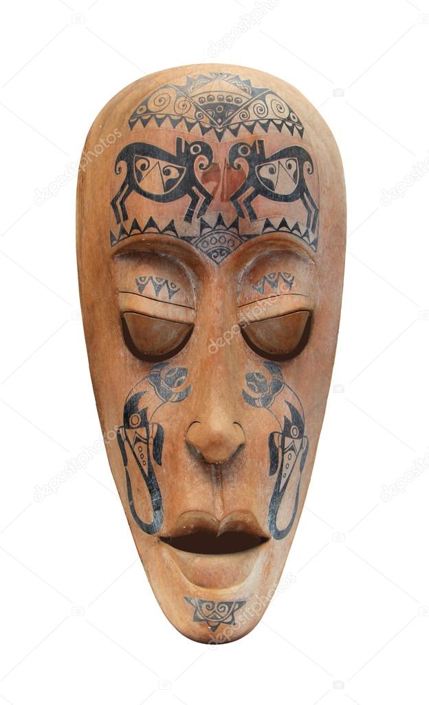 Wooden carved ritual statue face