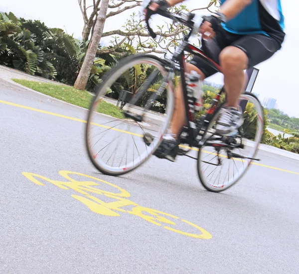 Hombre montando en bicicleta en el parque, enfoque selectivo —  Fotos de Stock