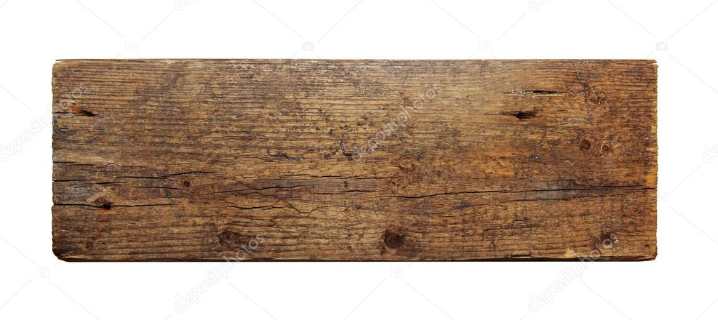 Old wooden board isolated on white background