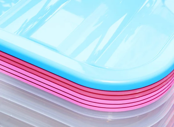 Folded transparent plastic containers — Stock Photo, Image