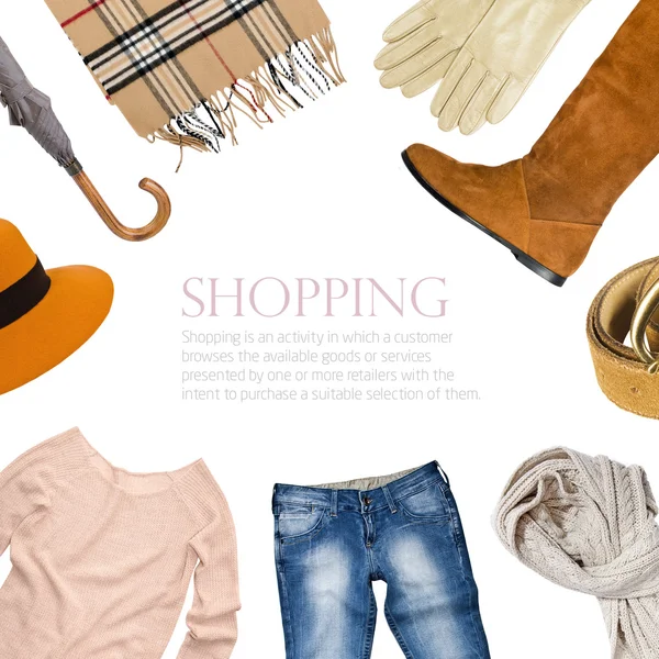 Collage collection of warm clothes — Stock Photo, Image