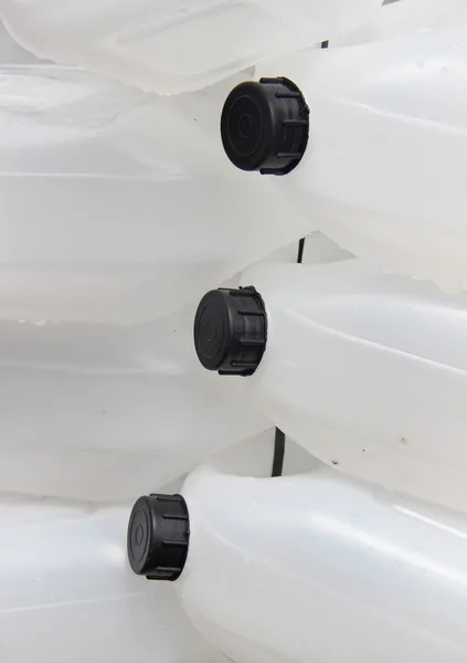Texture of white plastic jerrycans — 图库照片