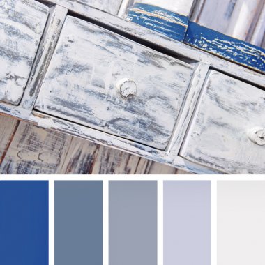 shabby chic furniture,  color palette swatches. pastel hues