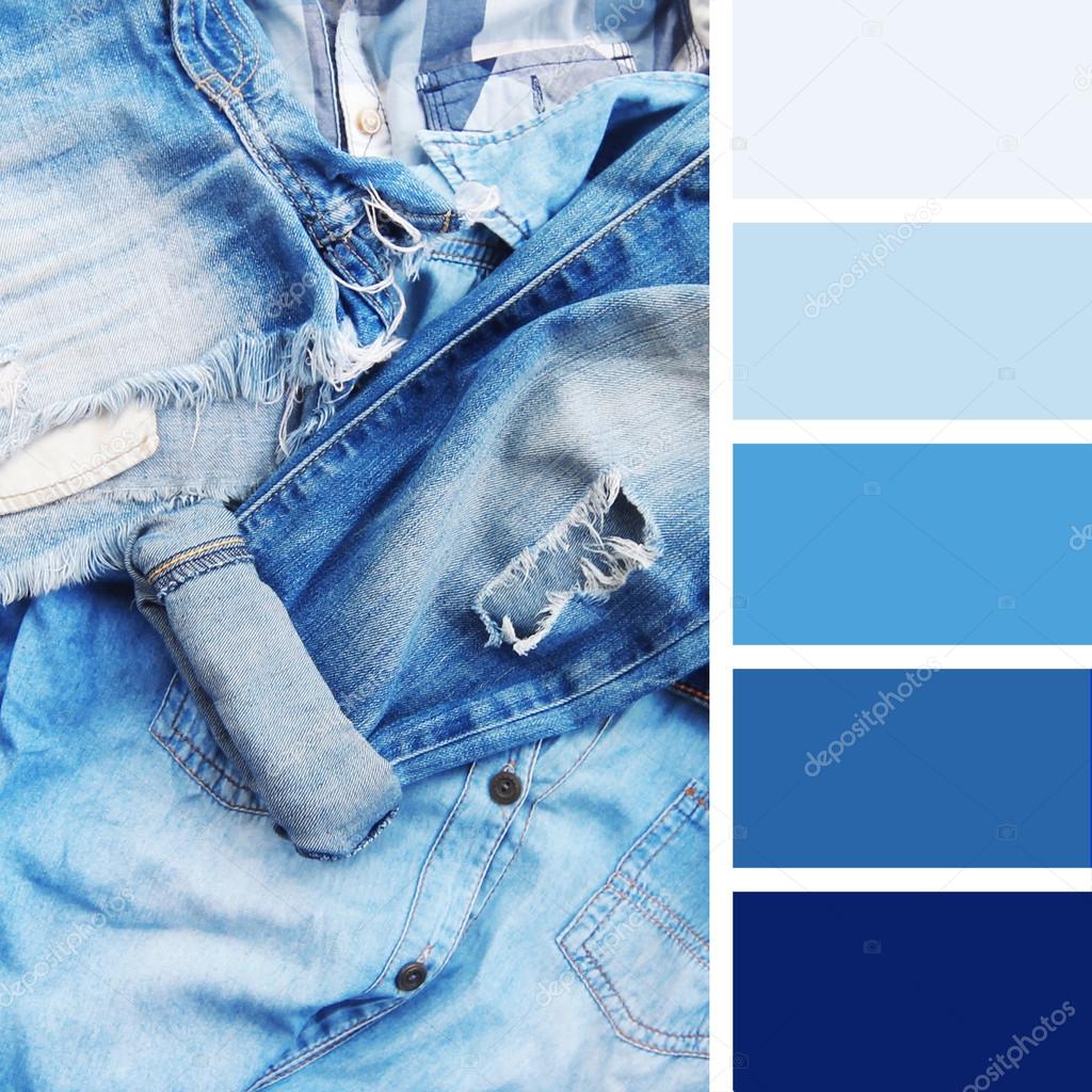 texture of old jeans  colour palette swatches. pastel hues