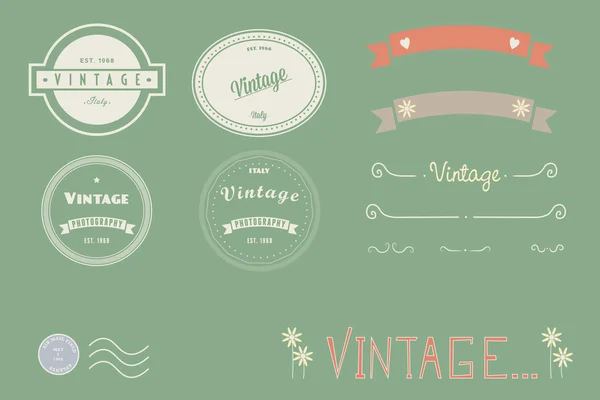 Vektor-Serie von Vintage-Logos, Doodles und Bannern — Stockvektor