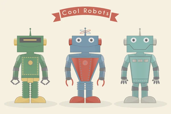 Coolt vintage robotar vektor illustration — Stock vektor