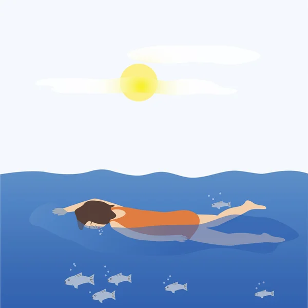 A Woman Who is Swimming — Stock Vector