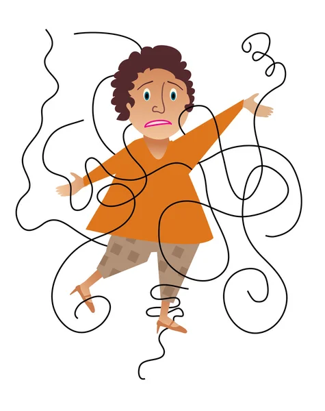 A Woman All Tangled Up — Stock Vector