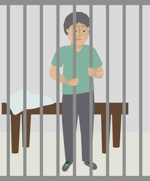 Um homem na prisão — Vetor de Stock