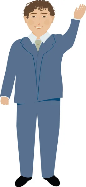 Un homme en costume Vagues Bonjour — Image vectorielle