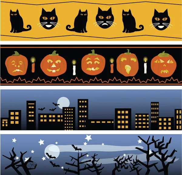 Four Halloween Banners — Stock Vector