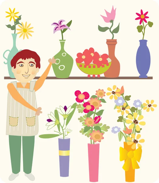 The Flower Vendor — Stock Vector