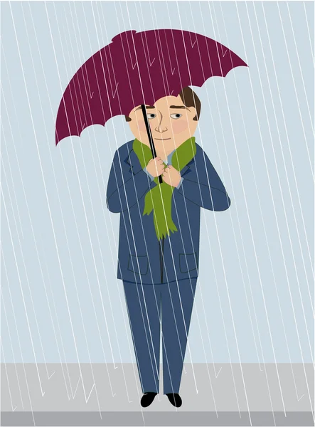 Een Man in de regen — Stockvector